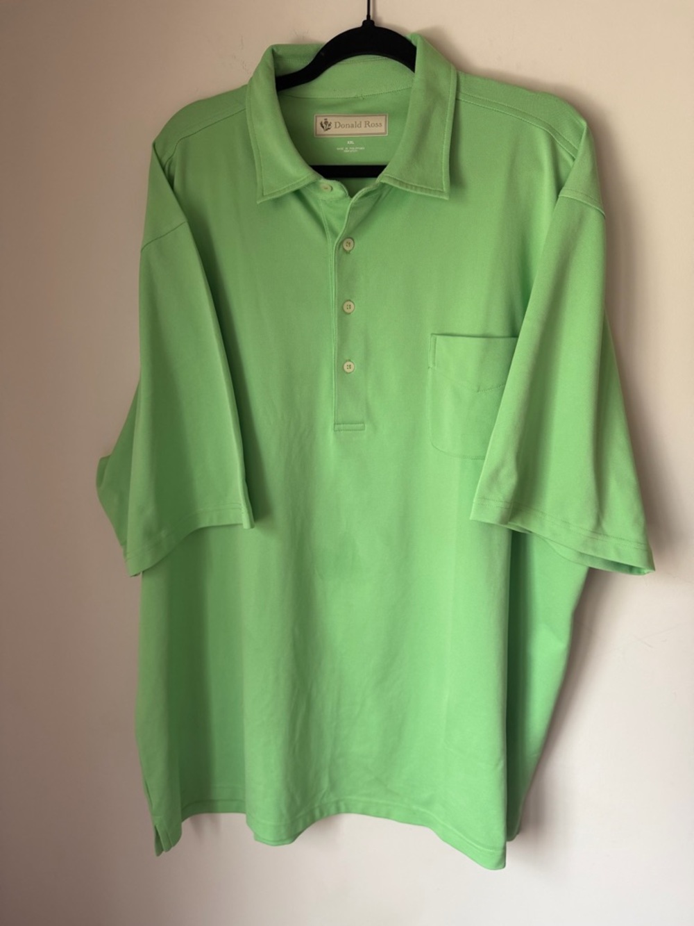 Donald Ross Men’s XXL Green Polo Shirt 100% Polyester Classic Collared Pocket